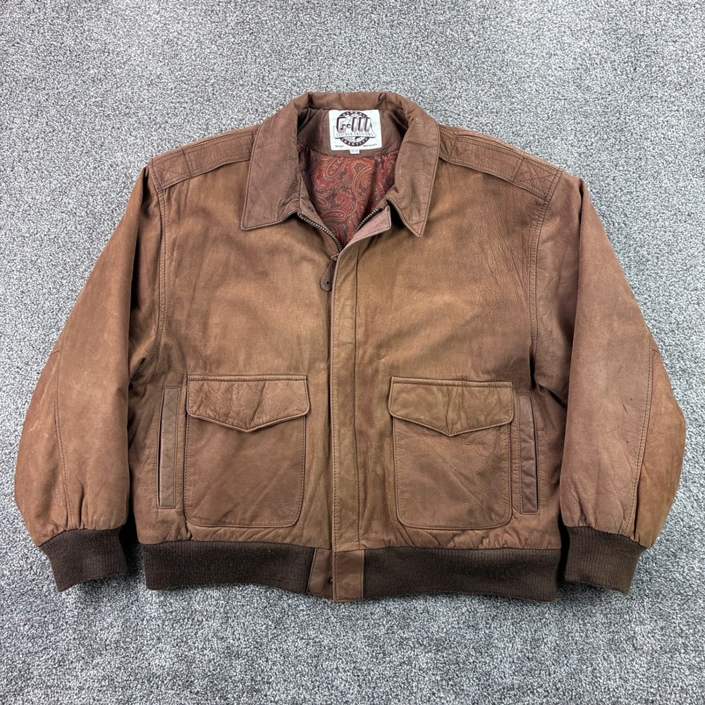 Vintage G-III Leather Bomber Jacket Women's 14/16 Brown Lining Aviator Flight